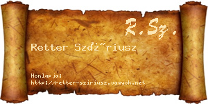 Retter Szíriusz névjegykártya